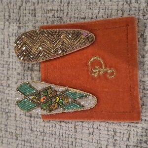 Powder UK Velvet Jewelled Hair Clips NEW